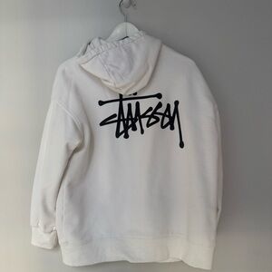 Stussy White Zip Up Hoodie Kids L